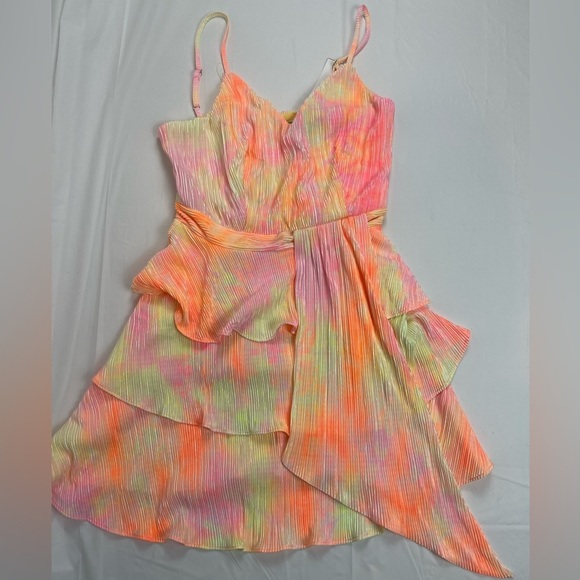 NWT 4S13NNA Multicolor Shay Pleated Tie-Dye Mini Dress – Lined (Size S) - Picture 3 of 12